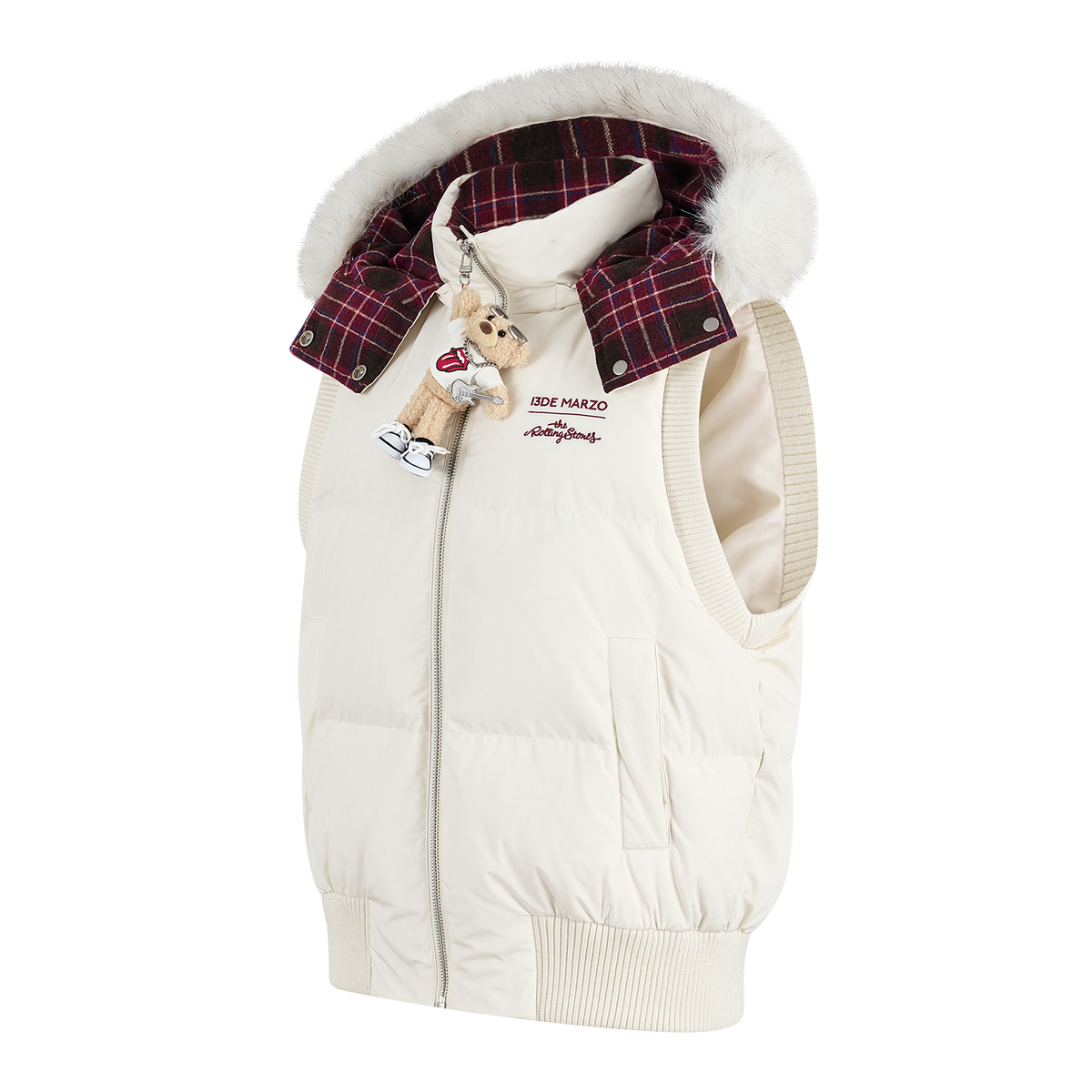 13DE MARZO Rolling Stones Down Vest Beige