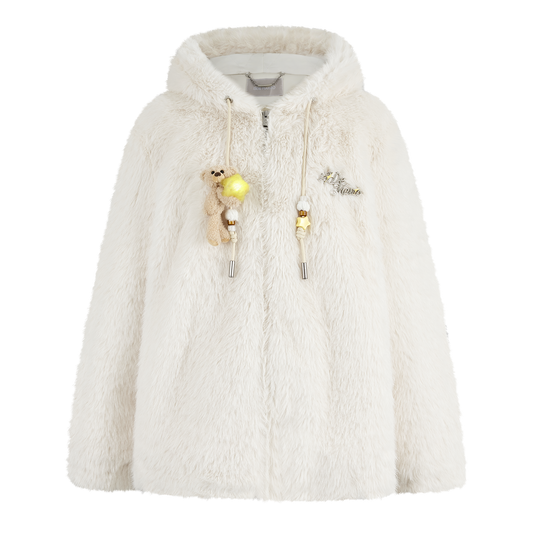13DE MARZO Luminous Bear Furry Coat White - 13DE MARZO