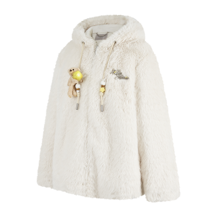 13DE MARZO Luminous Bear Furry Coat White - 13DE MARZO