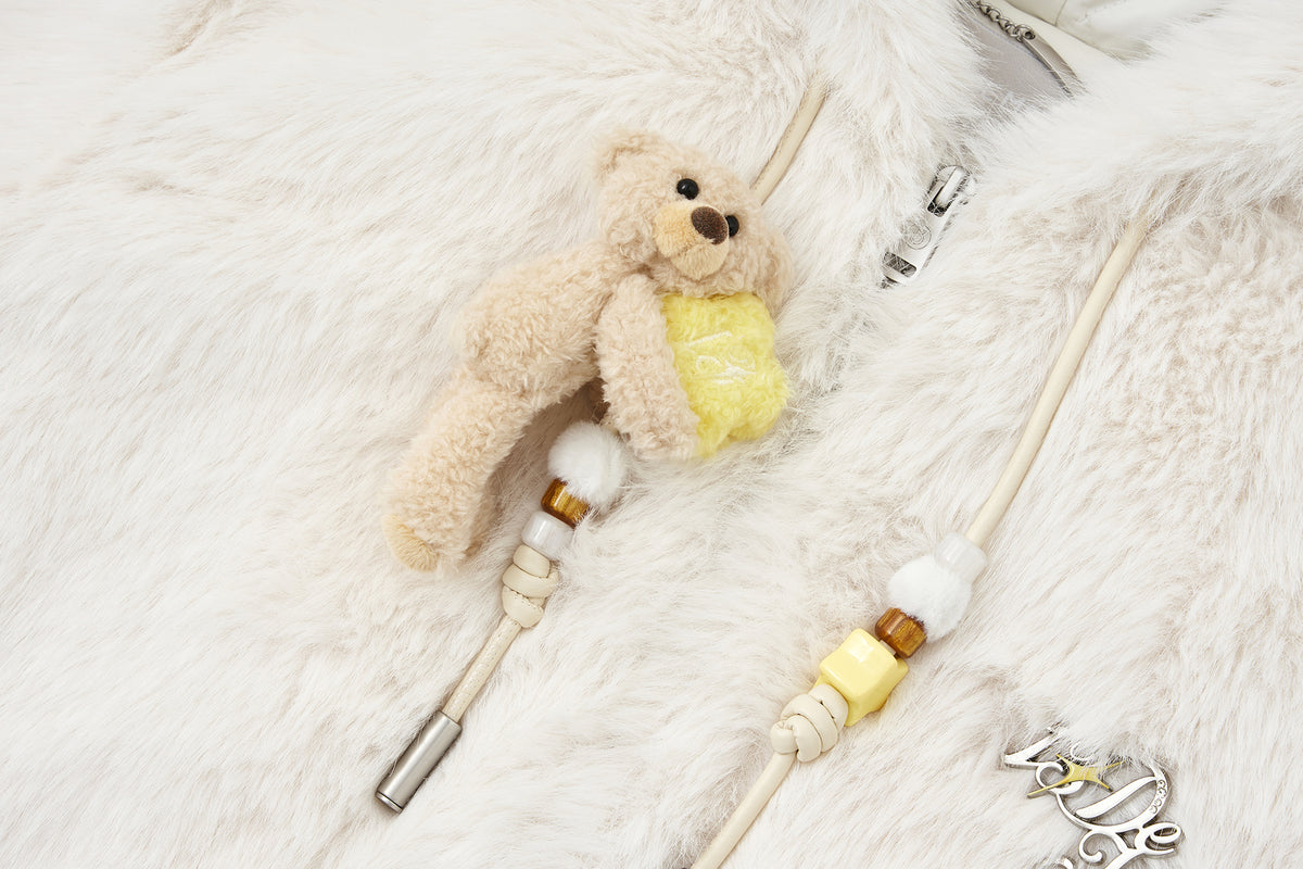 13DE MARZO Luminous Bear Furry Coat White - 13DE MARZO