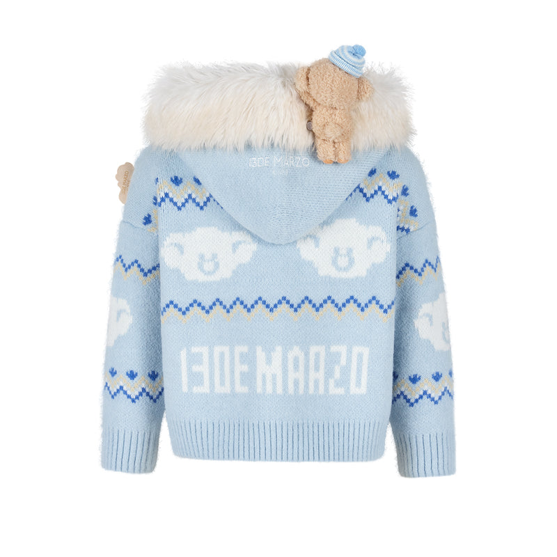 13DE MARZO Babybear Fair lsle Zip Hoodie - 13DE MARZO