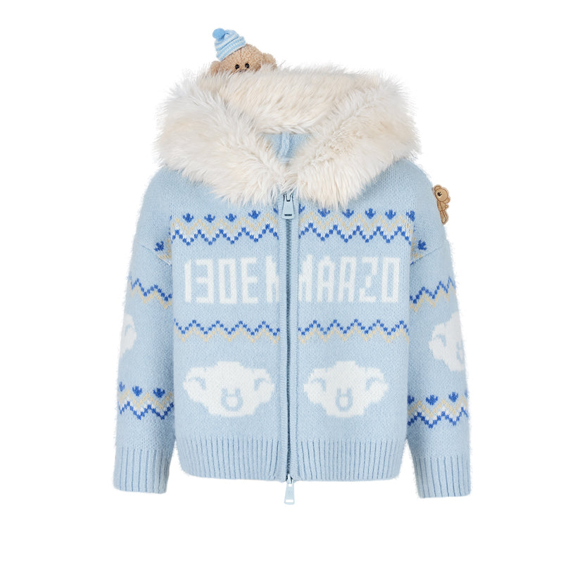 13DE MARZO Babybear Fair lsle Zip Hoodie - 13DE MARZO