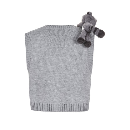 13DE MARZO Raccoon Bear Knitted Vest - 13DE MARZO