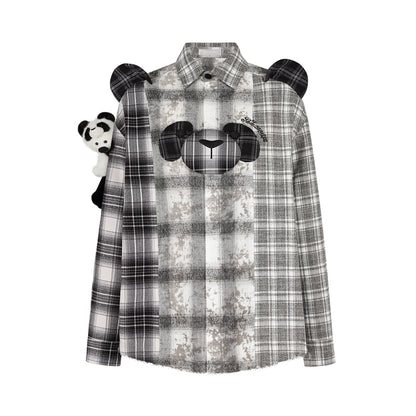 13DE MARZO Panda Bear Checkered Shirt - 13DE MARZO