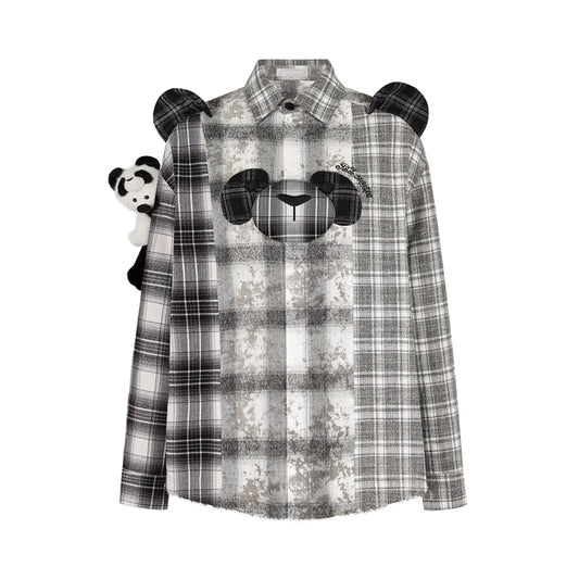 13DE MARZO Panda Bear Checkered Shirt - 13DE MARZO