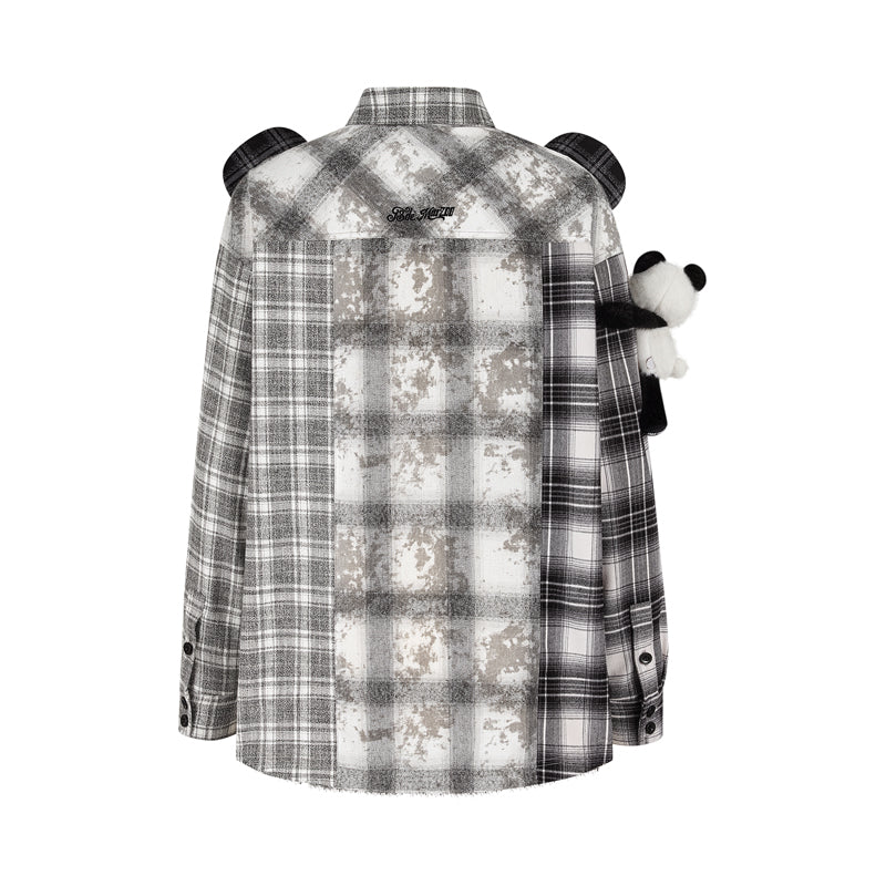 13DE MARZO Panda Bear Checkered Shirt - 13DE MARZO