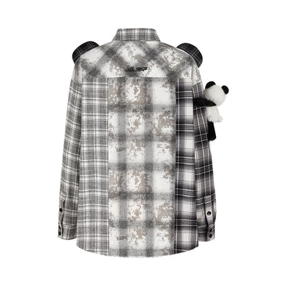 13DE MARZO Panda Bear Checkered Shirt - 13DE MARZO