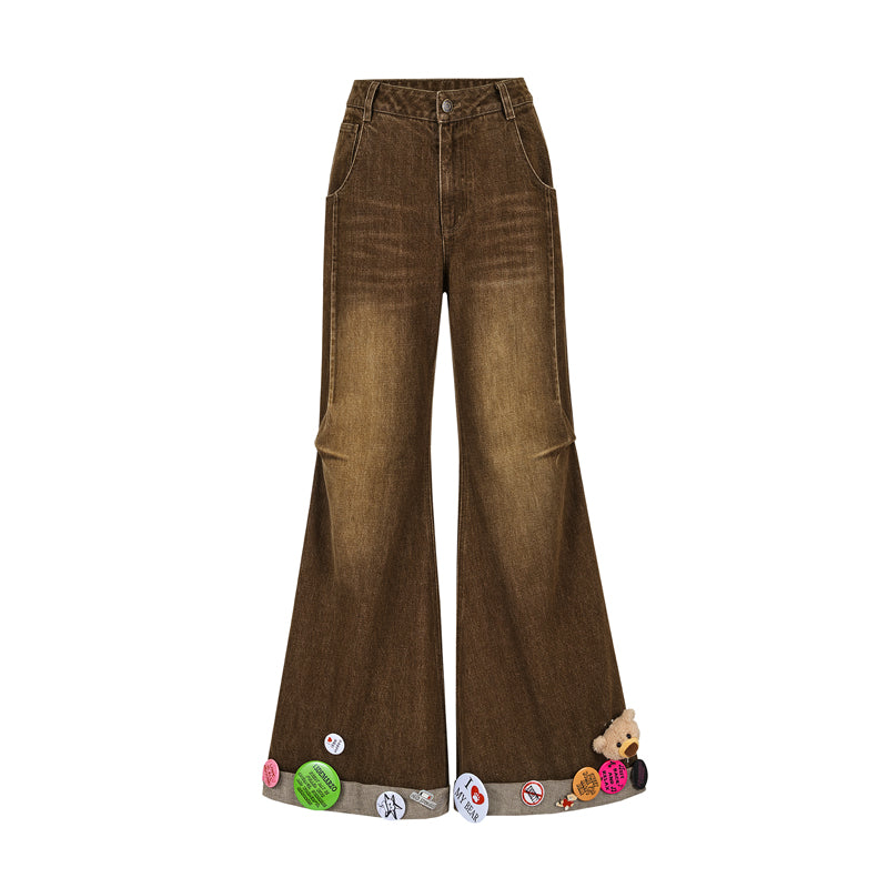 13DE MARZO Badge Washed Denim Jeans - 13DE MARZO