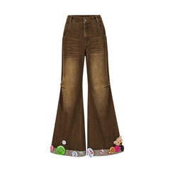 13DE MARZO Badge Washed Denim Jeans