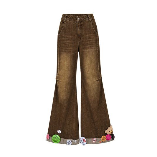 13DE MARZO Badge Washed Denim Jeans - 13DE MARZO