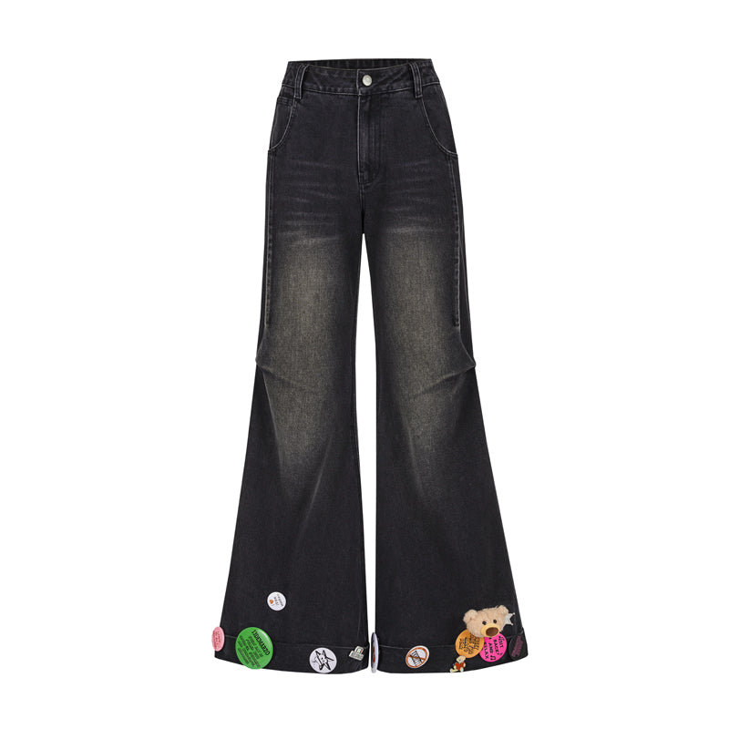 13DE MARZO Badge Washed Denim Jeans - 13DE MARZO