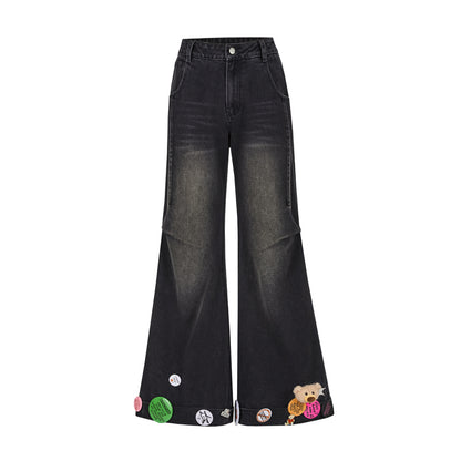 13DE MARZO Badge Washed Denim Jeans - 13DE MARZO