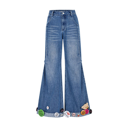 13DE MARZO Badge Washed Denim Jeans - 13DE MARZO