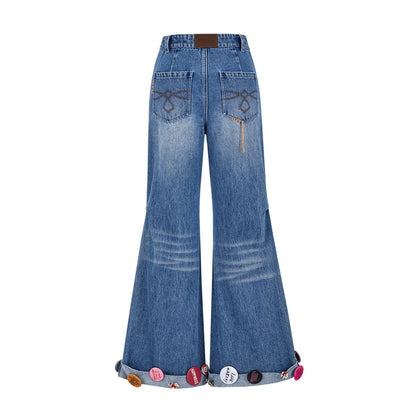 13DE MARZO Badge Washed Denim Jeans - 13DE MARZO
