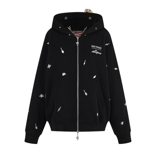 13DE MARZO Rolling Stones  Bear Zip Hoodie Black