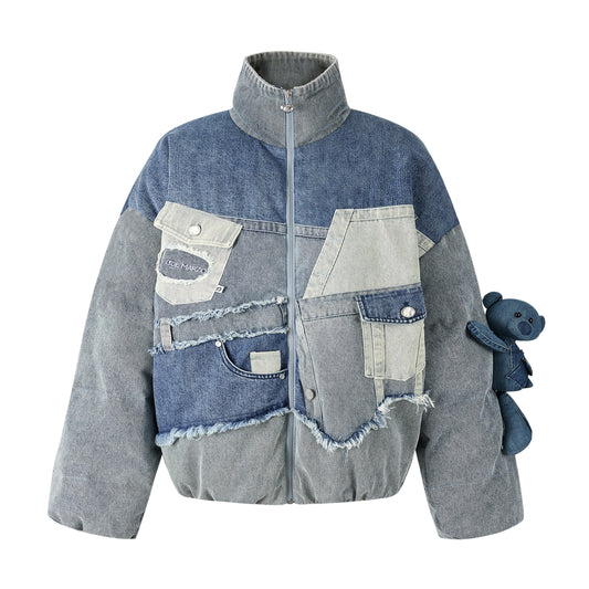 13DE MARZO Denim Patch Pockets Down Jacket