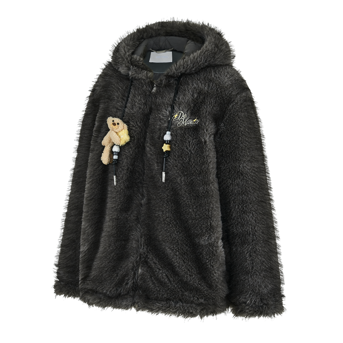 13DE MARZO Luminous Bear Furry Coat Dark Grey - 13DE MARZO