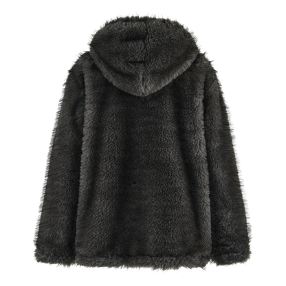 13DE MARZO Luminous Bear Furry Coat Dark Grey - 13DE MARZO