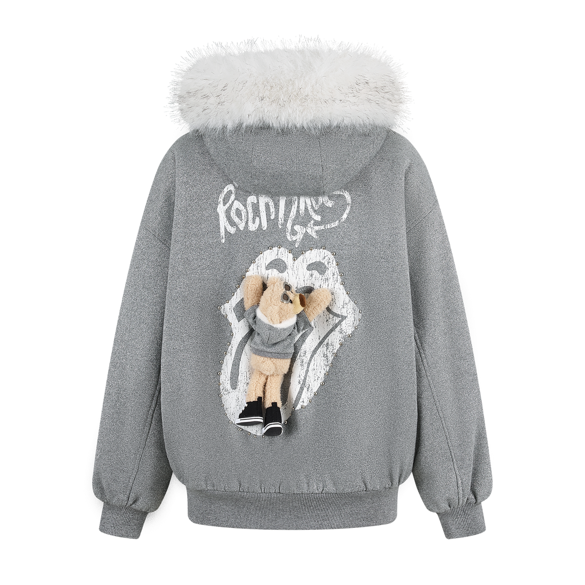 13DE MARZO Rolling Stones Tongue Shimmer Print Jacket