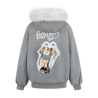 13DE MARZO Rolling Stones Tongue Shimmer Print Jacket