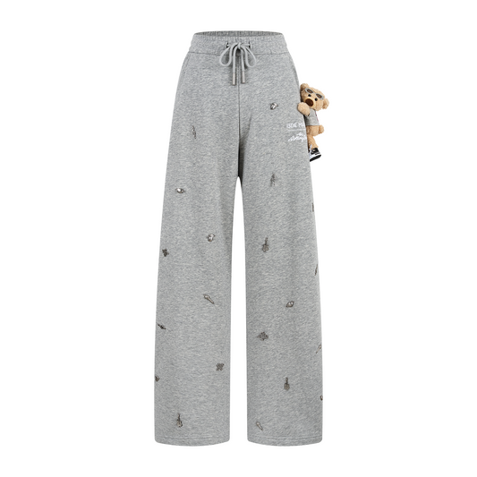 13DE MARZO Rolling Stones Bear Sweatpants Grey