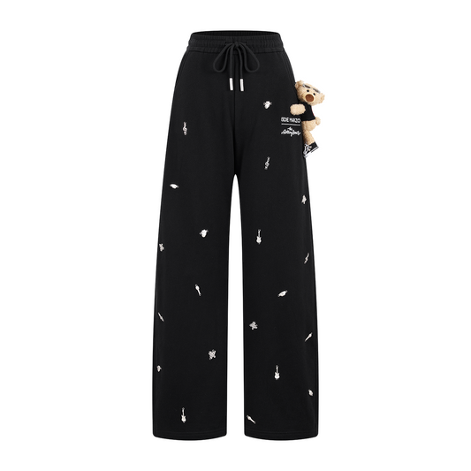 13DE MARZO Rolling Stones Bear Sweatpants Black