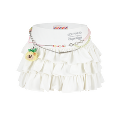 13DE MARZO Layered Tulle Skirt White