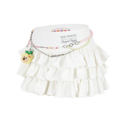 13DE MARZO Layered Tulle Skirt White - 13DE MARZO