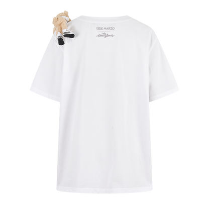 13DE MARZO Rolling Stones Tongue Bear T-shirt White