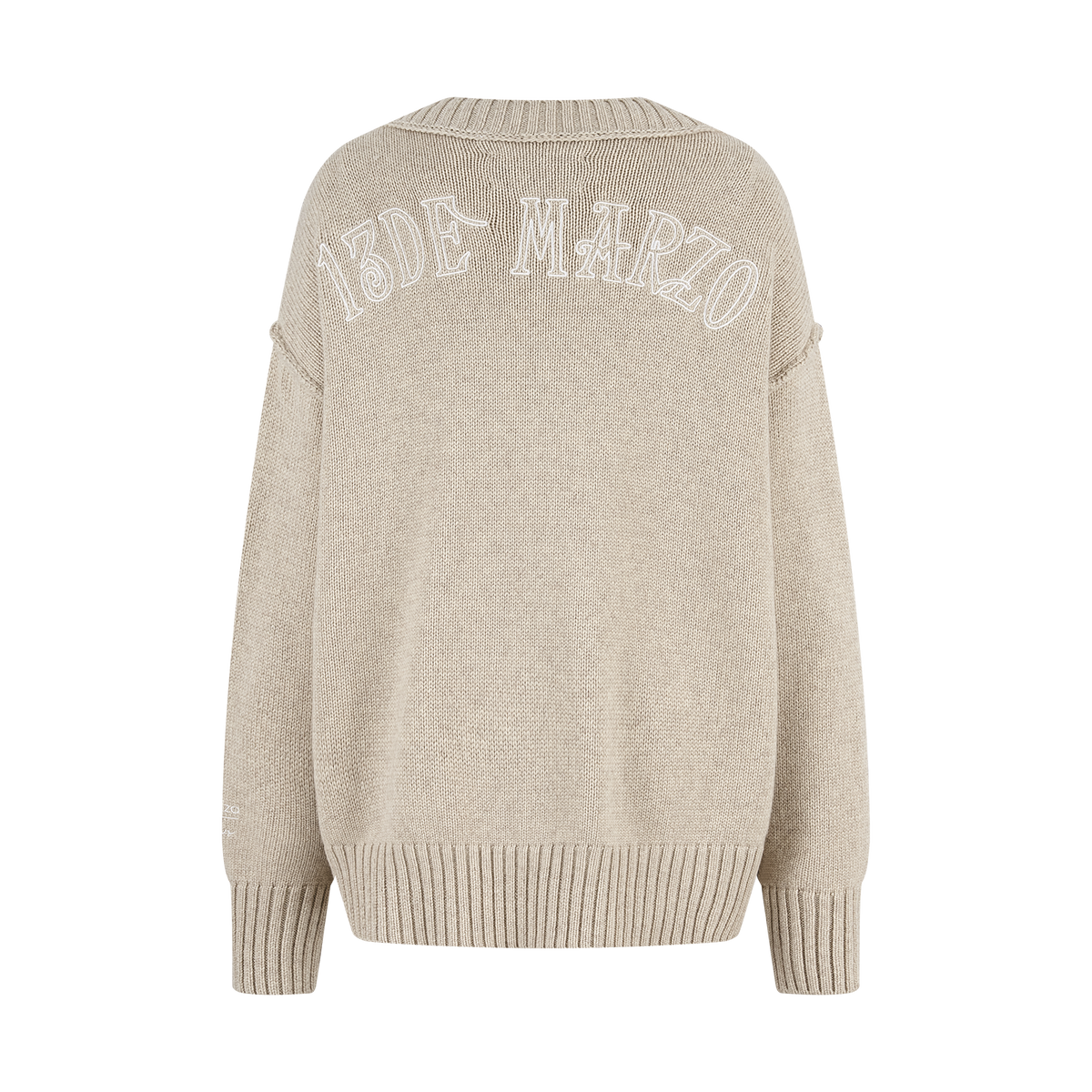 13DE MARZO Rolling Stones Appliqué Cardigan Sand