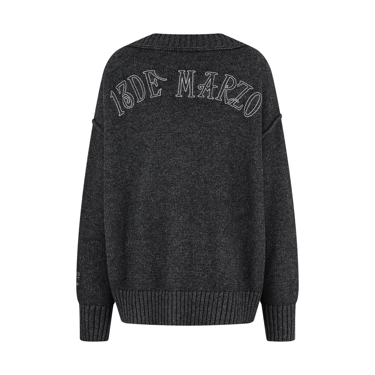 13DE MARZO Rolling Stones Appliqué Cardigan Dark Grey