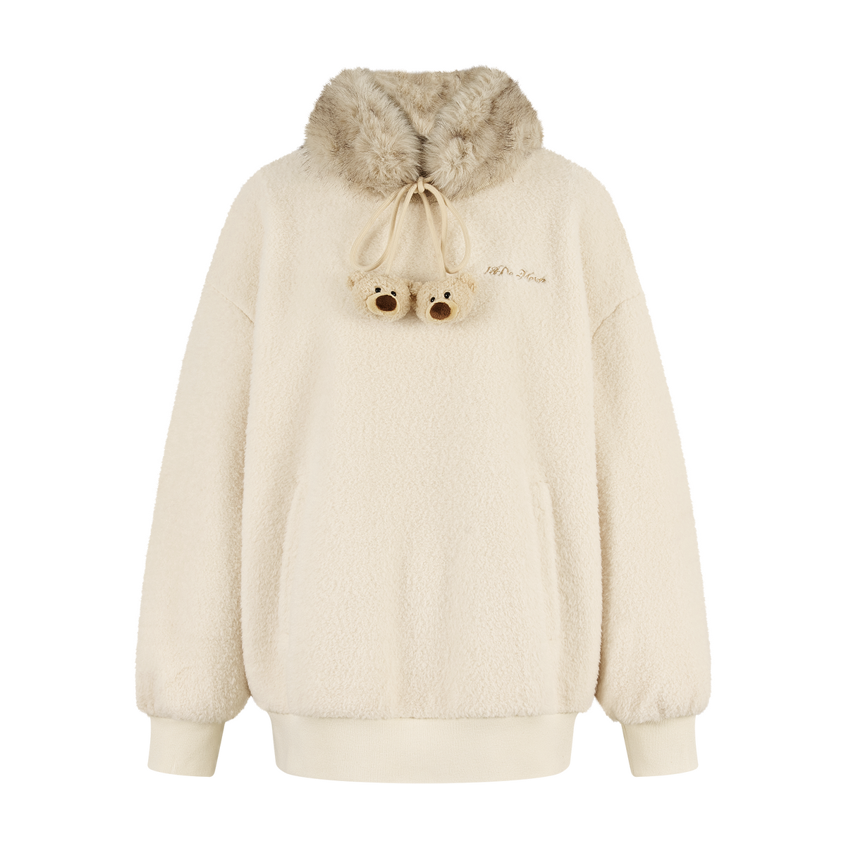 13DE MARZO Mini Bear Plush Snood Pullover Top