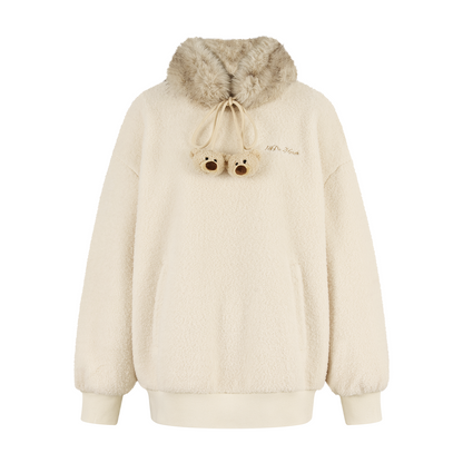 13DE MARZO Mini Bear Plush Snood Pullover Top