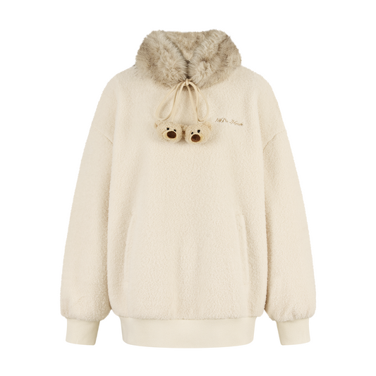 13DE MARZO Mini Bear Plush Snood Pullover Top
