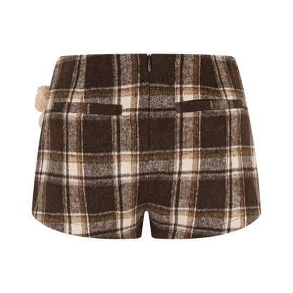 13DE MARZO Star Panel Plaid Skort Brown