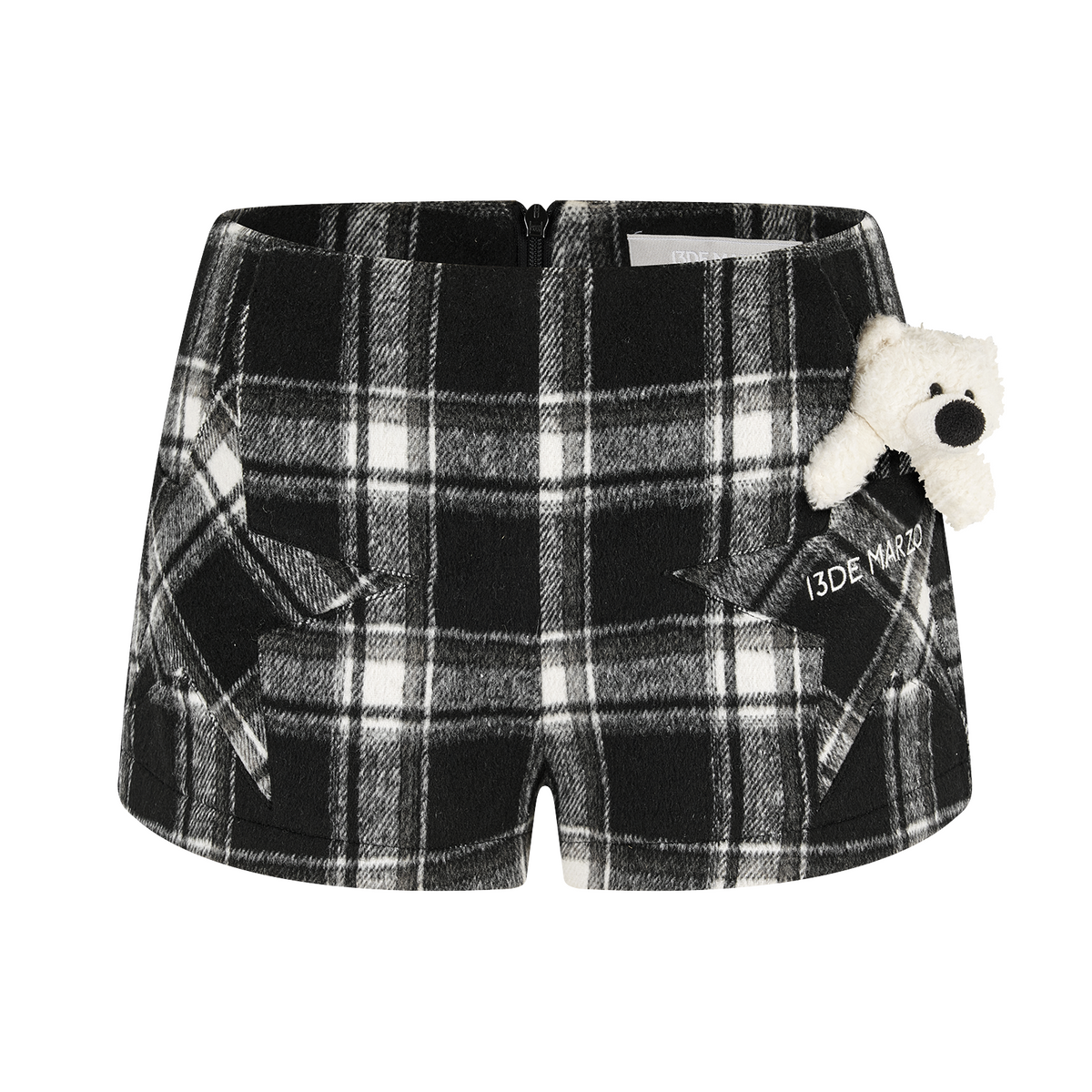 13DE MARZO Star Panel Plaid Skort Black