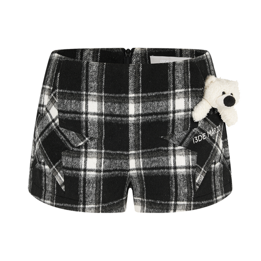 13DE MARZO Star Panel Plaid Skort Black - 13DE MARZO