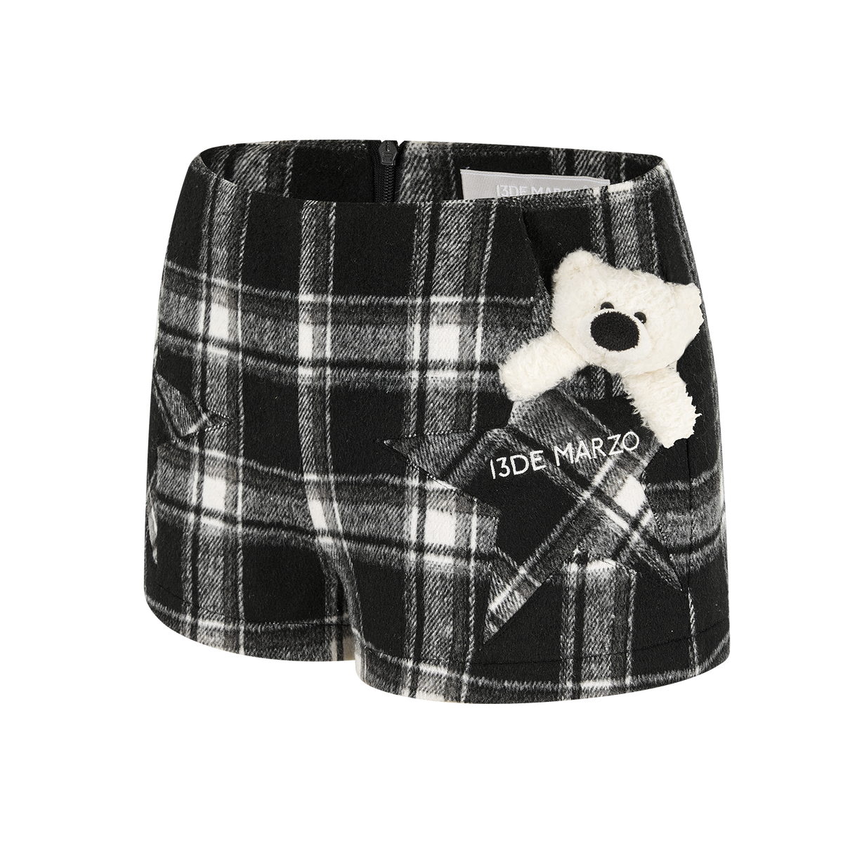 13DE MARZO Star Panel Plaid Skort Black