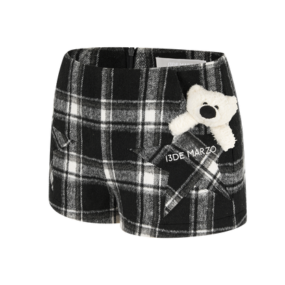 13DE MARZO Star Panel Plaid Skort Black