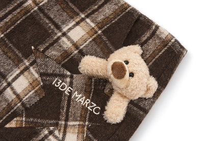 13DE MARZO Star Panel Plaid Skort Brown