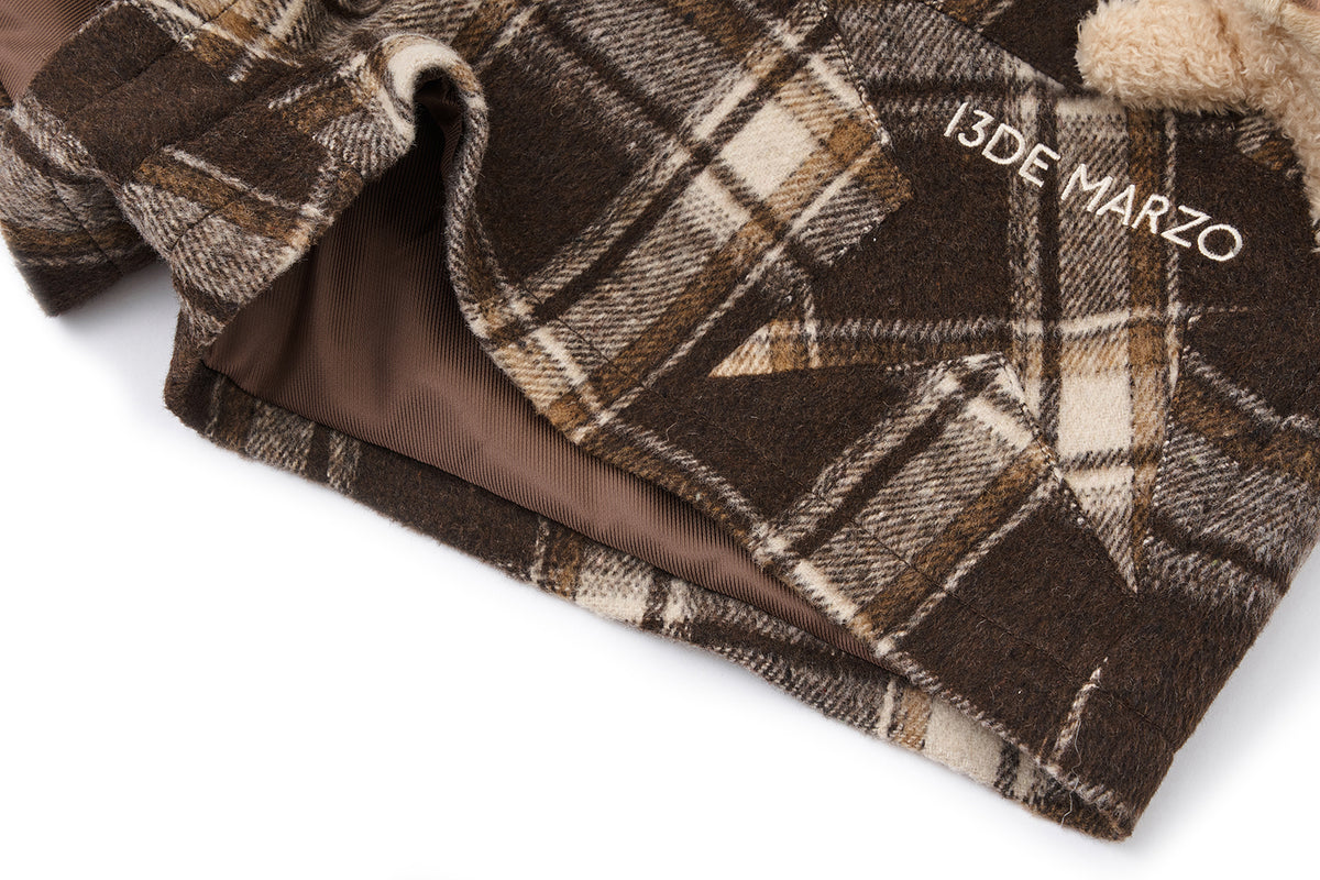 13DE MARZO Star Panel Plaid Skort Brown