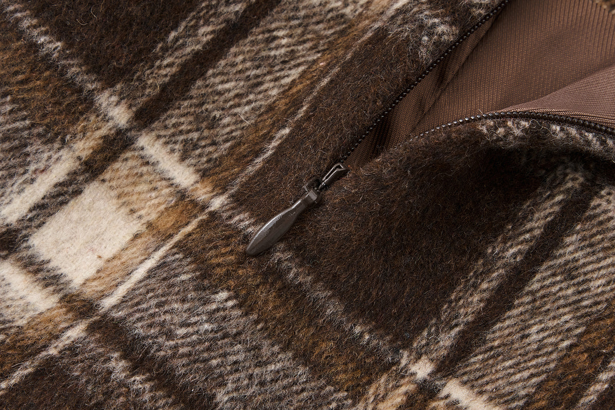 13DE MARZO Star Panel Plaid Skort Brown