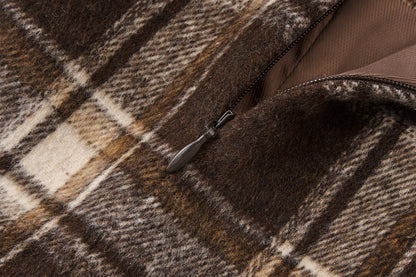 13DE MARZO Star Panel Plaid Skort Brown