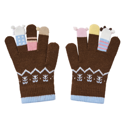 13DE MARZO Marzo Valley Plush Gloves Brown