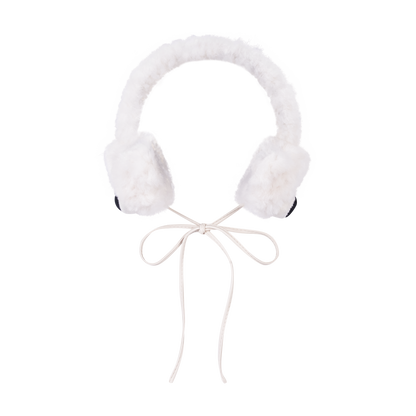 13DE MARZO Bear Fuzzy Ear Warmer White