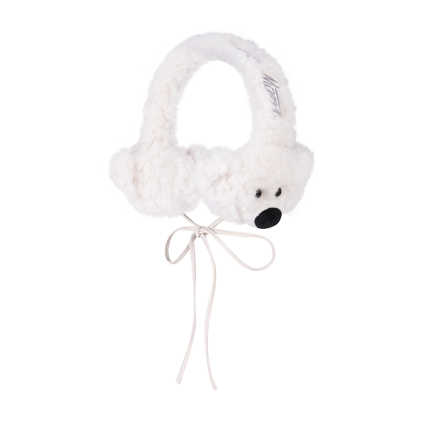 13DE MARZO Bear Fuzzy Ear Warmer White