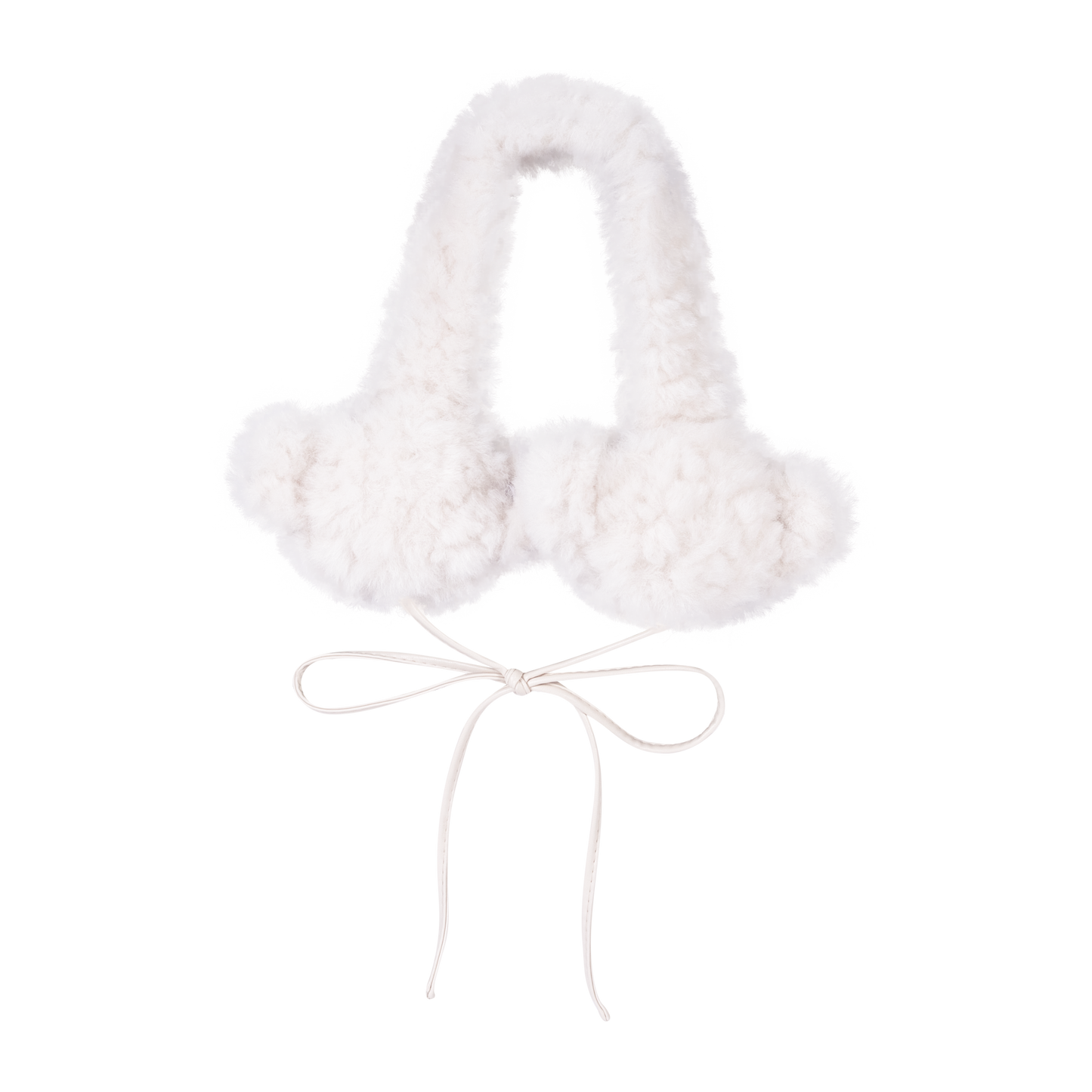 13DE MARZO Bear Fuzzy Ear Warmer White