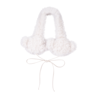 13DE MARZO Bear Fuzzy Ear Warmer White