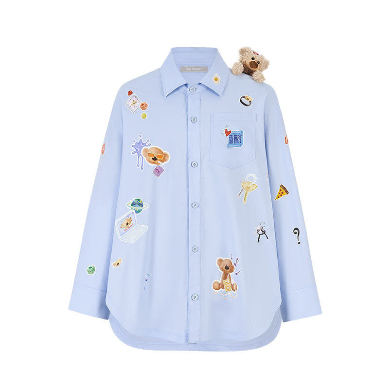 13DE MARZO Bear Stickers Shirt - 13DE MARZO