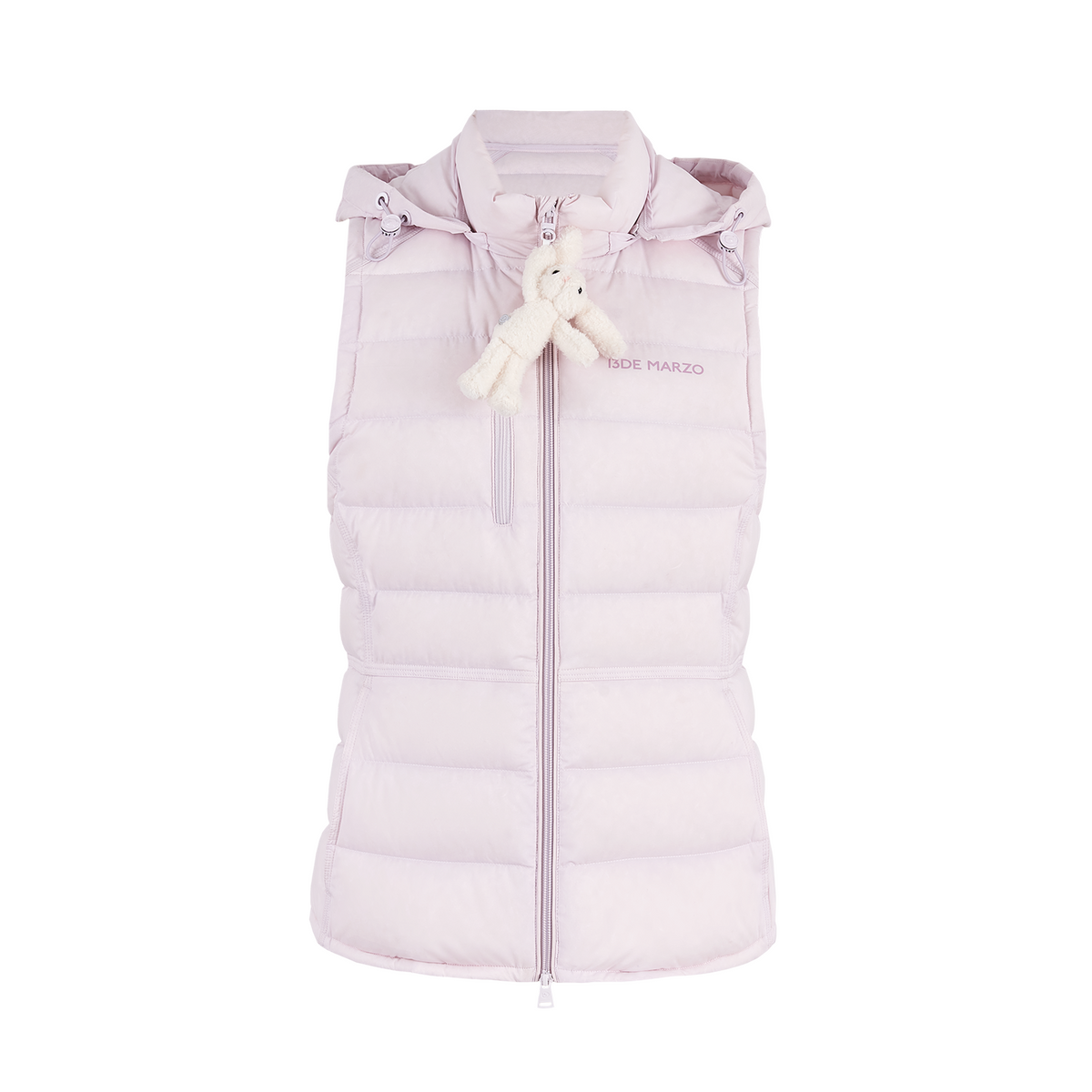 13DE MARZO Cinched Waist Quilted Down Vest Pink